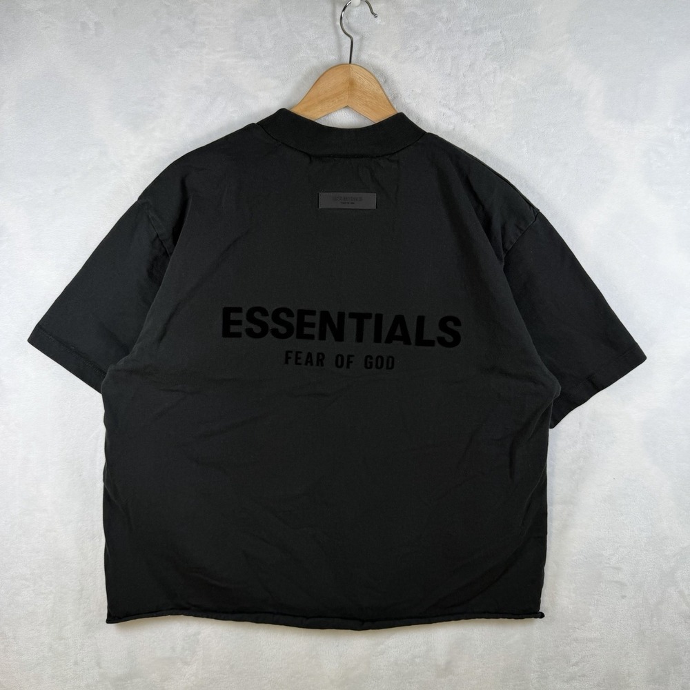 Essentials Fear of God Black Logo Cotton Crew Neck T-Shirt Men's S
